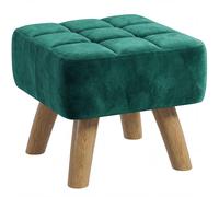 HOMCOM Velvet Square Padded Footstool - Dark Green