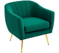 HOMCOM Fabric Single Sofa Arm Chair Upholstered Flocking Wood Leg Living Room Fu