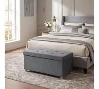 Homcom Velvet Upholstered Foldable Ottoman Footrest With Wood Legs, Grey