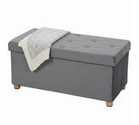 Homcom Velvet Upholstered Foldable Ottoman Footrest With Wood Legs, Grey Grey