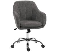 HOMCOM Velvet Vanity Chair with Wheels, Modern Swivel Accent Chair for Makeup Desk & Bedroom, Adjustable Height Rolling Chair, Grey Aosom UK
