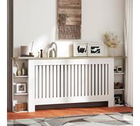 HOMCOM Radiator Cover with Open Storage Shelves, Vertical Slatted Cabinet Shelf Heater Cover for Living Room, Hallway, Extra Large, White (H: 83 / W: 191 / D: 19 cm)