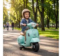 HOMCOM Licensed Vespa 6V Ride On Motorcycle for Kids Max. 25KG Green | Electric Motorcycle, Removable Training Wheels, Headlight, 3 KM/H, for Ages 18-36 Months