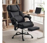 HOMCOM Vibration Massage Office Chair w/ Heat Reclining Function, Black - Yes - Massage Office Chair - 70W x 75.5D x 114.5-122.5H cm