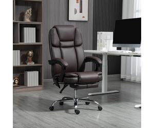 HOMCOM Vinsetto Massage Office Chair, PU Leather High Back Recliner, Black - Dark Brown