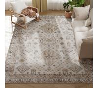 HOMCOM Vintage Area Rug, Non-Slip Washable Rug, Flannel Floor Carpet for Living Room, Bedroom, Dining Room, Home Office, 290 x 200 cm, Beige