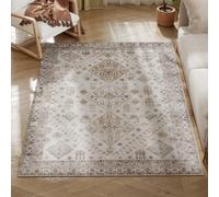 HOMCOM Vintage Area Rug, Non-Slip Washable Rug, Flannel Floor Carpet for Living Room, Bedroom, Dining Room, Home Office, 170 x 120 cm, Beige
