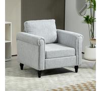 HOMCOM Upholstered Accent Chair for Living Room Vintage Armchair Rolled Arms in Light Grey HOMCOM Light Grey