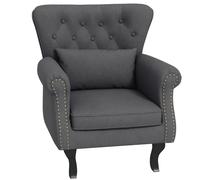 Chesterfield style Accent Chair Tufted Wingback Armchair with Pillow HOMCOM Dark Grey One Size