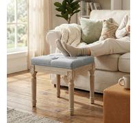 HOMCOM Vintage Foot Stool with Wood Legs, Light Grey