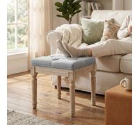 HOMCOM Vintage Foot Stool with Wood Legs, Light Grey HOMCOM Light Grey