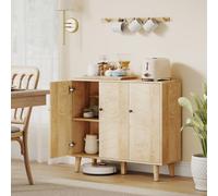 Homcom Vintage Sideboard Cabinet With 3 Chevron Doors, Natural Wood Finish Natural