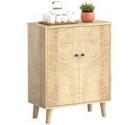 Homcom Storage Cabinet For Living Room Sideboard With Chevron Doors Natural