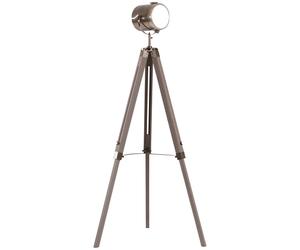 HOMCOM Vintage Tripod Floor Lamp Retro Industrial Photography Light Spotlight Antique Searchlight Wooden Base