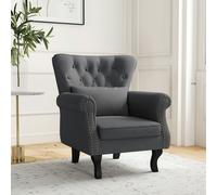 HOMCOM Vintage Wingback Armchair Accent Naihead Trim Dark Grey