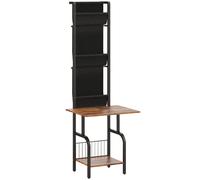 HOMCOM Vinyl Record Player Stand Record Storage with Player Stand Oxford Fabric Pockets Bottom Shelf Rustic Brown and Black