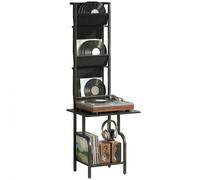 HOMCOM Vinyl Record Storage with Player Stand, Black | Turntable Stand and Display Shelf, CD Storage Unit for Up to 40 CDs, Record Player Table for Living Room or Bedroom