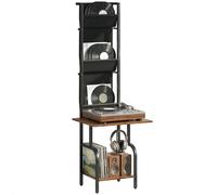 HOMCOM Vinyl Record Storage with Player Stand, Rustic Brown and Black