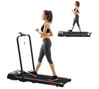 HOMCOM Walking Pad Treadmill, Folding Treadmill for Home, 1-8km/h Under Desk Running Machine with Low Noise 1.5HP, LED Display, Wheels and Remote Control, for Gym Office Fitness Training, Orange