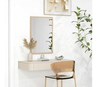 HOMCOM Wall Bathroom Mirror for Home Decor, Vanity Mirror - 50W x 70H x 2D cm - Modern - Natural wood finish