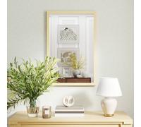 Homcom Wall Bathroom Mirror For Home Decor, Vanity Mirror In Natural Natural Medium