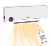 HOMCOM Wall Downflow Heater 2 Heat and Fan 1000W/2000W, Electric Space Heater with Timer Remote Oscillating, for Bedroom Home, White Aosom UK