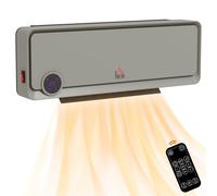 HOMCOM Wall Downflow Heater 2 Heat and Fan 1000W/2000W, Electric Space Heater with Timer Remote Oscillating, for Bedroom Home Office, Grey Aosom UK