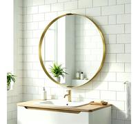 HOMCOM Wall Mirror 61 cm, Wall Mounted Bathroom Mirror - Gold Tone