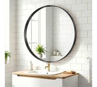 HOMCOM Wall Mirror 61 cm, Wall Mounted Bathroom Mirror in Black HOMCOM Black