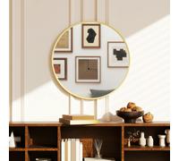 HOMCOM 61cm Bathroom Mirror Round Wall Mirror for Living Room Bedroom in Gold HOMCOM Gold