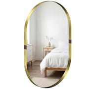 HOMCOM Wall Mirror with Elevated Aluminium Alloy Frame, 60 x 90 cm Bathroom Mirror with Tempered Glass for Living Room, Bedroom, Hallway, Gold Tone