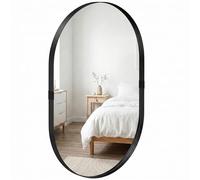 HOMCOM Wall Mirror with Elevated Aluminium Alloy Frame, 60 x 90 cm in Black HOMCOM Black 60 x 90 cm