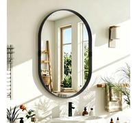 HOMCOM Wall Mirror with Elevated Aluminium Alloy Frame, 60 x 90 cm Bathroom Mirror with Tempered Glass for Living Room, Bedroom, Hallway, Black