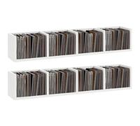 HOMCOM Wall Mount 84 CD / 56 DVD/Blu-ray/Media Storage Rack 4 Cubes, Wooden Shelf Organiser Unit Bookcase Display, Set of 2, White