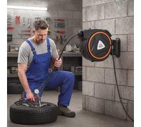 Homcom Wall Mount Auto Rewind Hose Reel W/ 180-Degree Swivel Bracket, Black Black