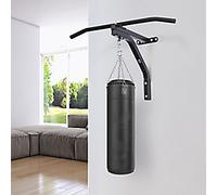 HOMCOM Heavy Punch Bag Hanger Wall Mount Chain Swivel Bracket Bar Steel, Black - Black - 93L x 47D x 51H cm