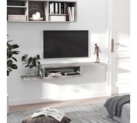 HOMCOM Wall Mounted Media Console Floating TV Stand with Shelf Grey