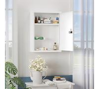 HOMCOM Wall Mount Medicine Cabinet with Combination Lock, White
