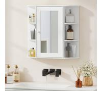 Homcom Wall Mount Mirror Cabinet Storage Bathroom Cupboard Single Door In White White