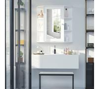 HOMCOM Wall Mounted Bathroom Cabinet w/ Mirror Single Door Storage Shelves