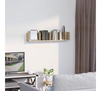 HOMCOM Wall Mount Storage Shelf CD Media Storage Rack with 4 Cubes HOMCOM Light Brown One Size