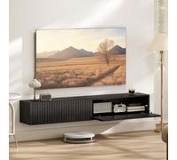 Homcom Wall Mount Tv Stand Cabinet With Fluted Flip-Down Doors