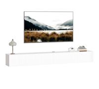 HOMCOM Wall Mount TV Stand Cabinet with Fluted Flip-Down Doors in White | Size: 180 cm HOMCOM White 180 cm