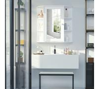 HOMCOM Wall Mounted Bathroom Cabinet w/ Mirror Single Door Storage Shelves