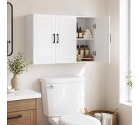 HOMCOM Wall Mounted Bathroom Cabinet with Adjustable Shelves, White