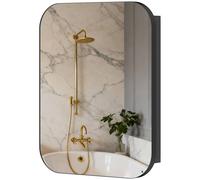 HOMCOM Wall Mounted Bathroom Cabinet with Mirror Adjustable Shelves - 40.2 x 10.2 x 50.9 cm - Black