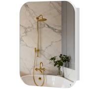HOMCOM Wall Mounted Bathroom Cabinet with Mirror Adjustable Shelves - 40.2 x 10.2 x 50.9 cm - White