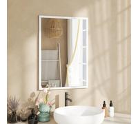 Homcom Wall-Mounted Bathroom Mirror, Decorative Rectangular, White