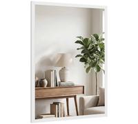 Homcom Wall-Mounted Bathroom Mirror, Decorative Rectangular, White