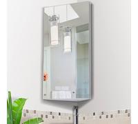 Homcom Wall Mounted Bathroom Mirror Glass Storage Stainless Steel Cupboard In Silver Silver